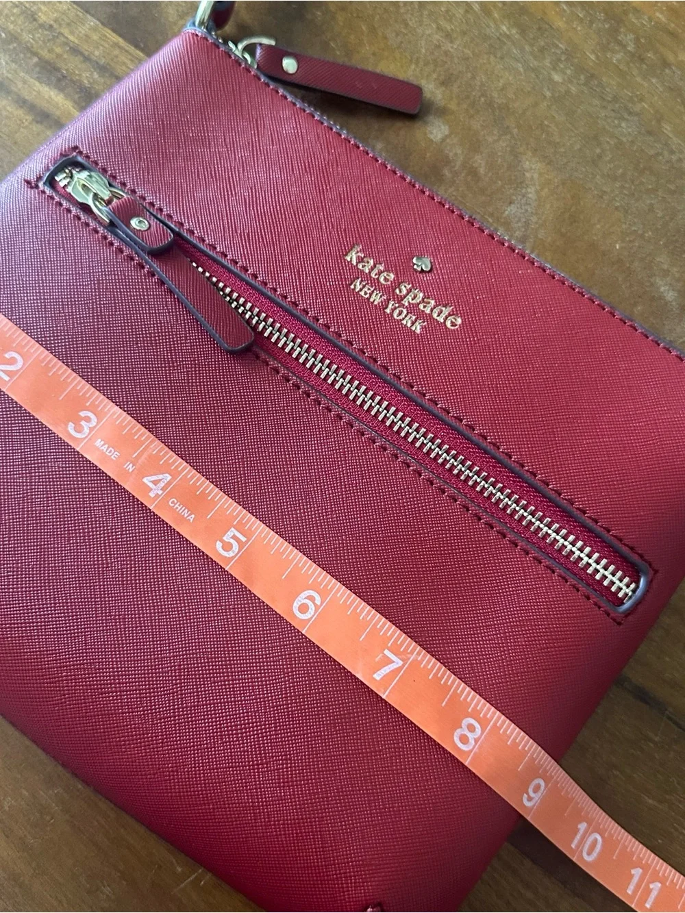 kate spade Rust Red Leather Crossbody with Front Zip Pocket Leather